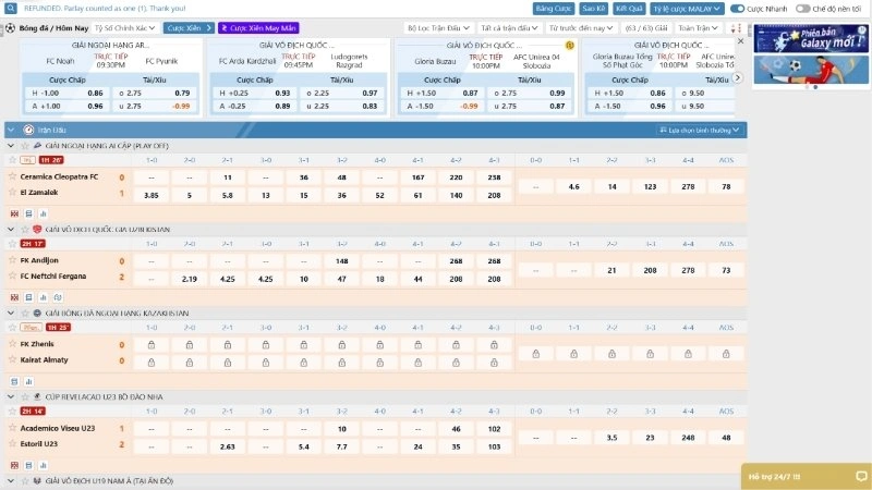 Lựa chọn cược tỷ số chính xác