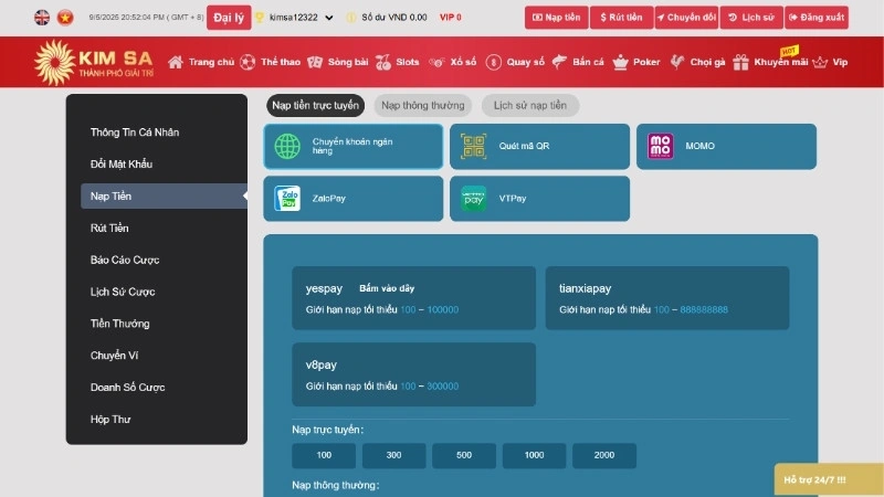 Hướng dẫn các bước nạp tiền chi tiết