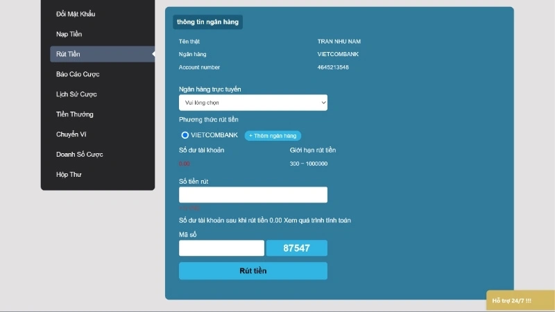 Hướng dẫn rút tiền thành công